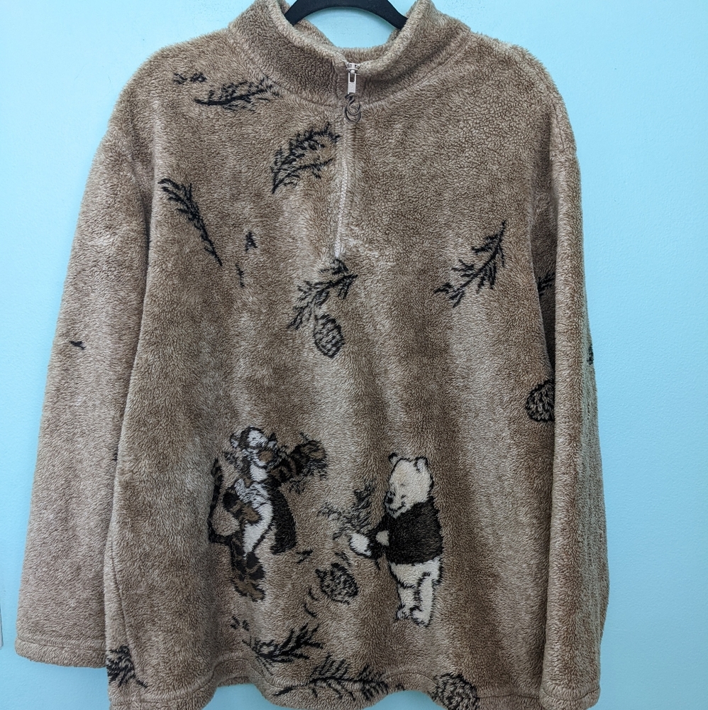 Vintage Disney Catalog Winnie and Tigger Fleece 1/4 Zip Pullover XL